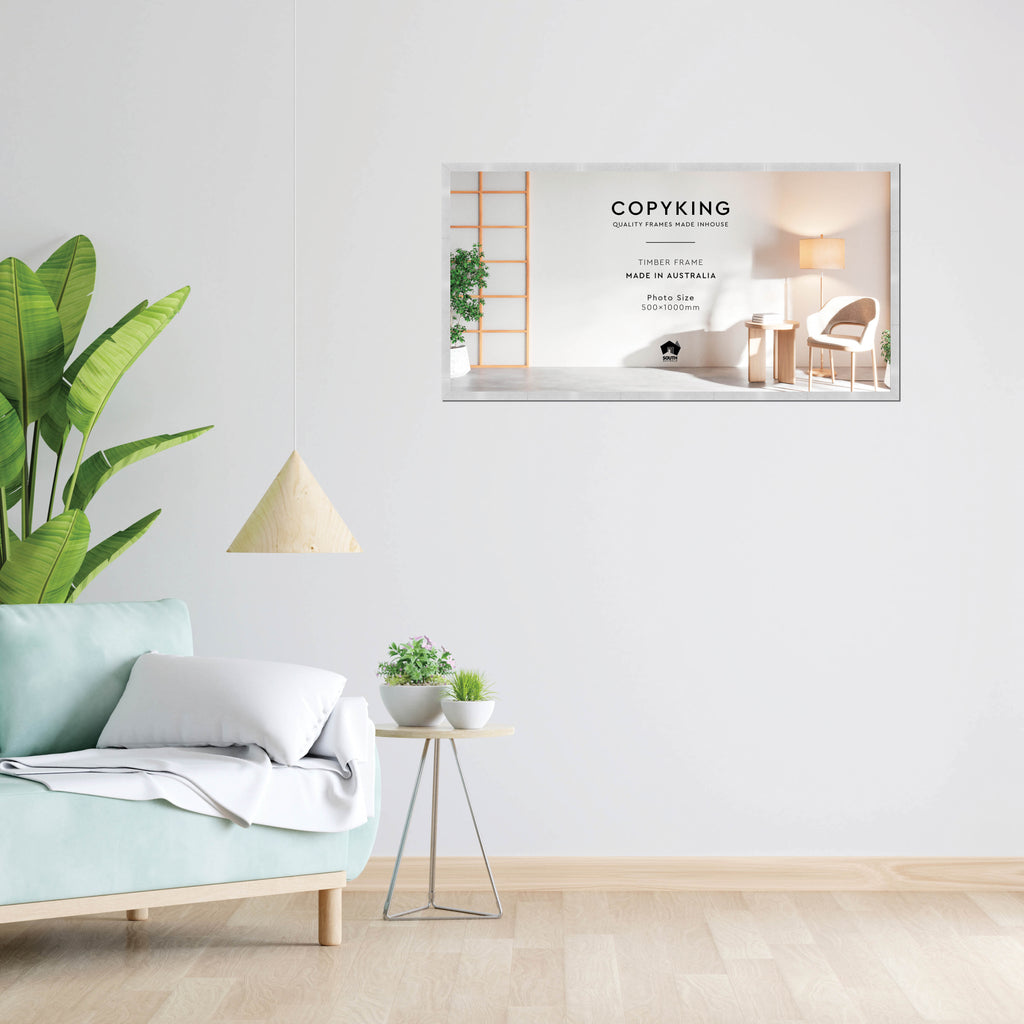 Silver Crosshatch 20mm Wood Panoramic Photo Frame - 50cm x 100cm