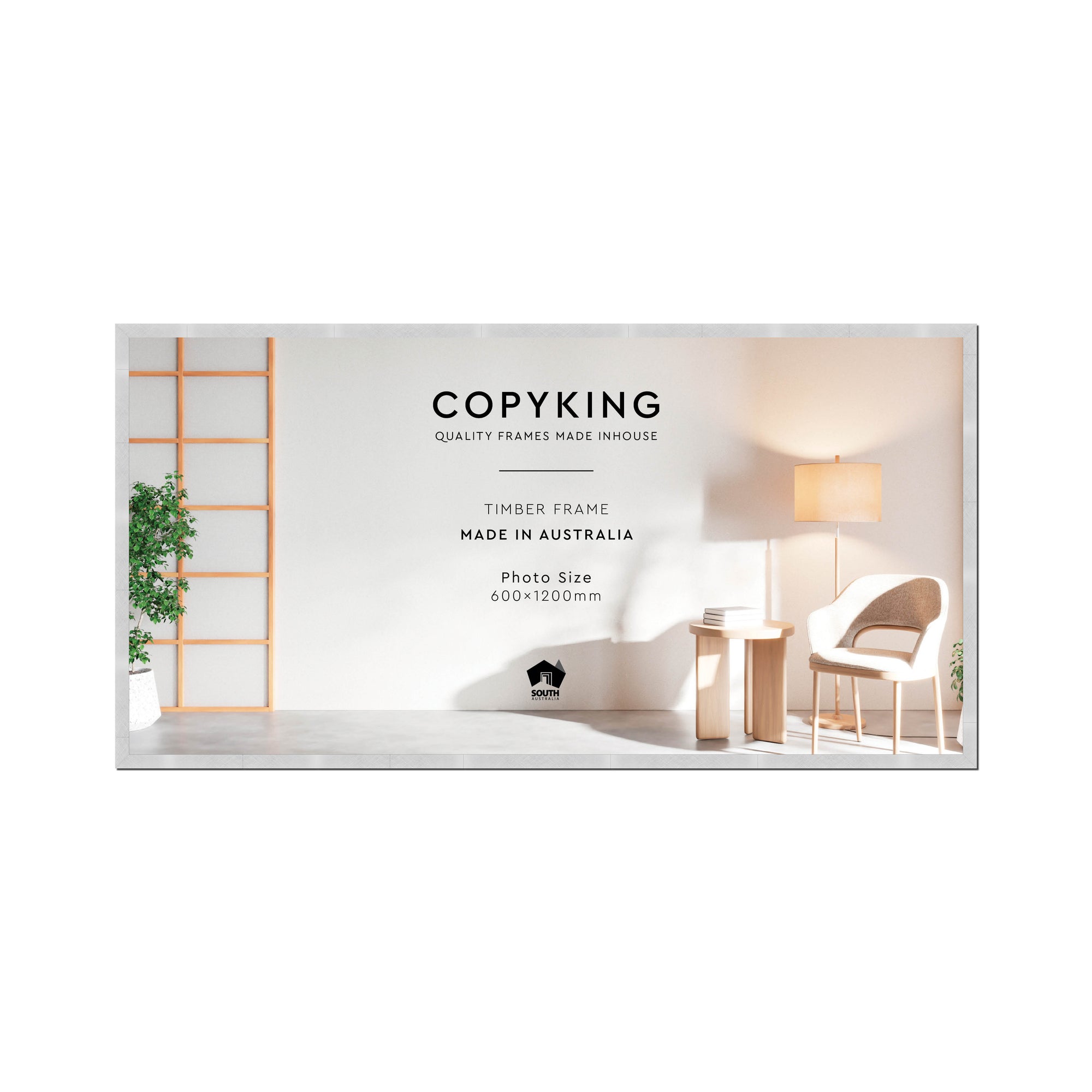 Silver Crosshatch 20mm Wood Panoramic Photo Frame - 60cm x 120cm