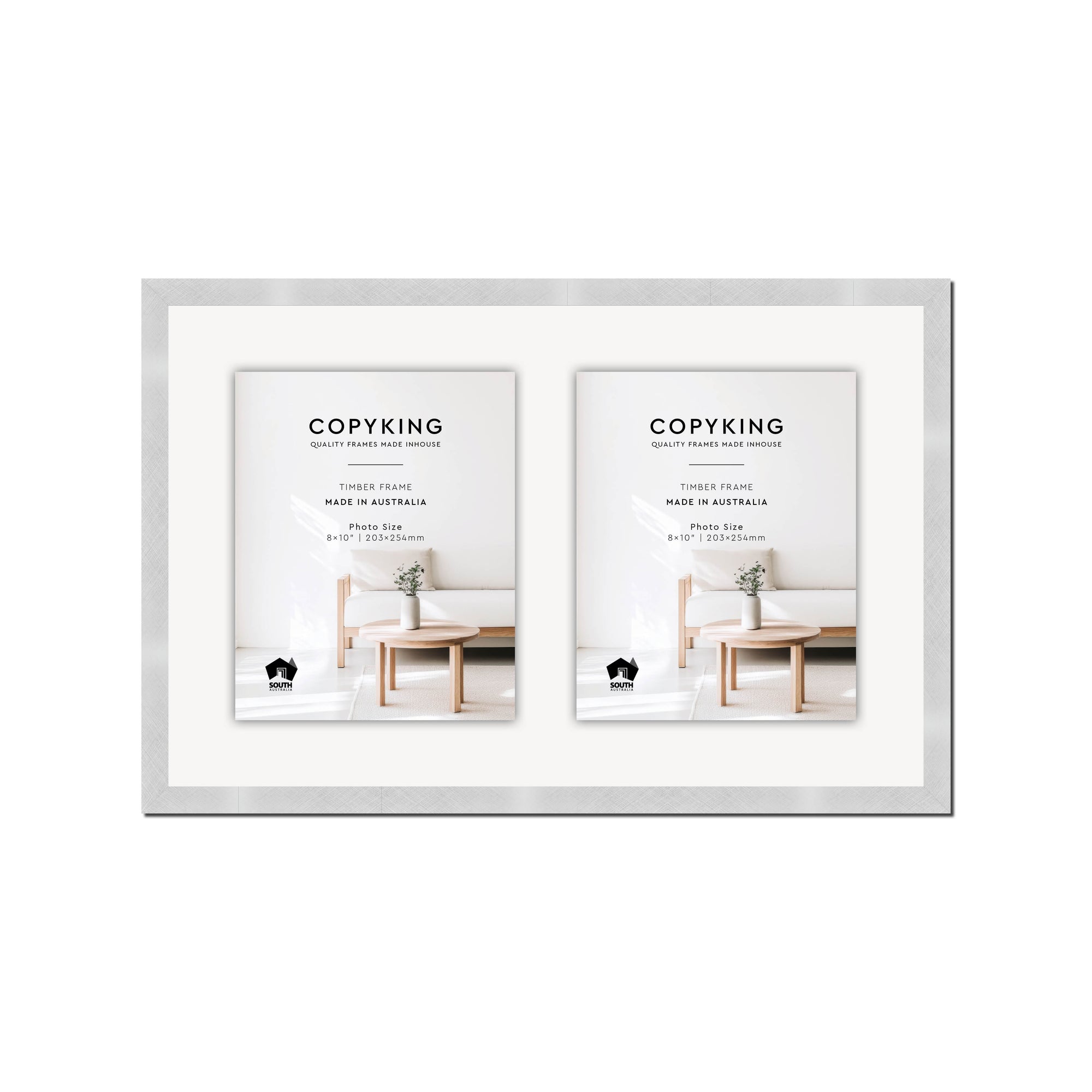 Silver Crosshatch 20mm Wood Collage Photo Frame - 14" x 22" - 2 Photos (8" x 10")