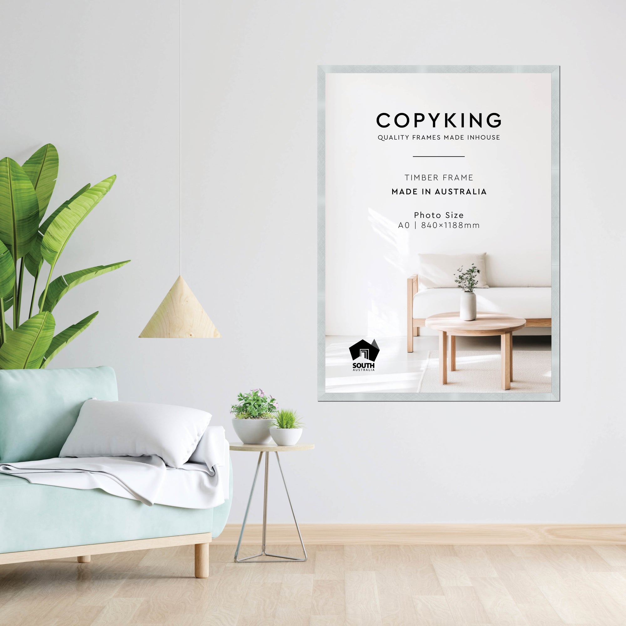 Silver Crosshatch 30mm Wood Poster Frame - A0 (840mm x 1188mm)