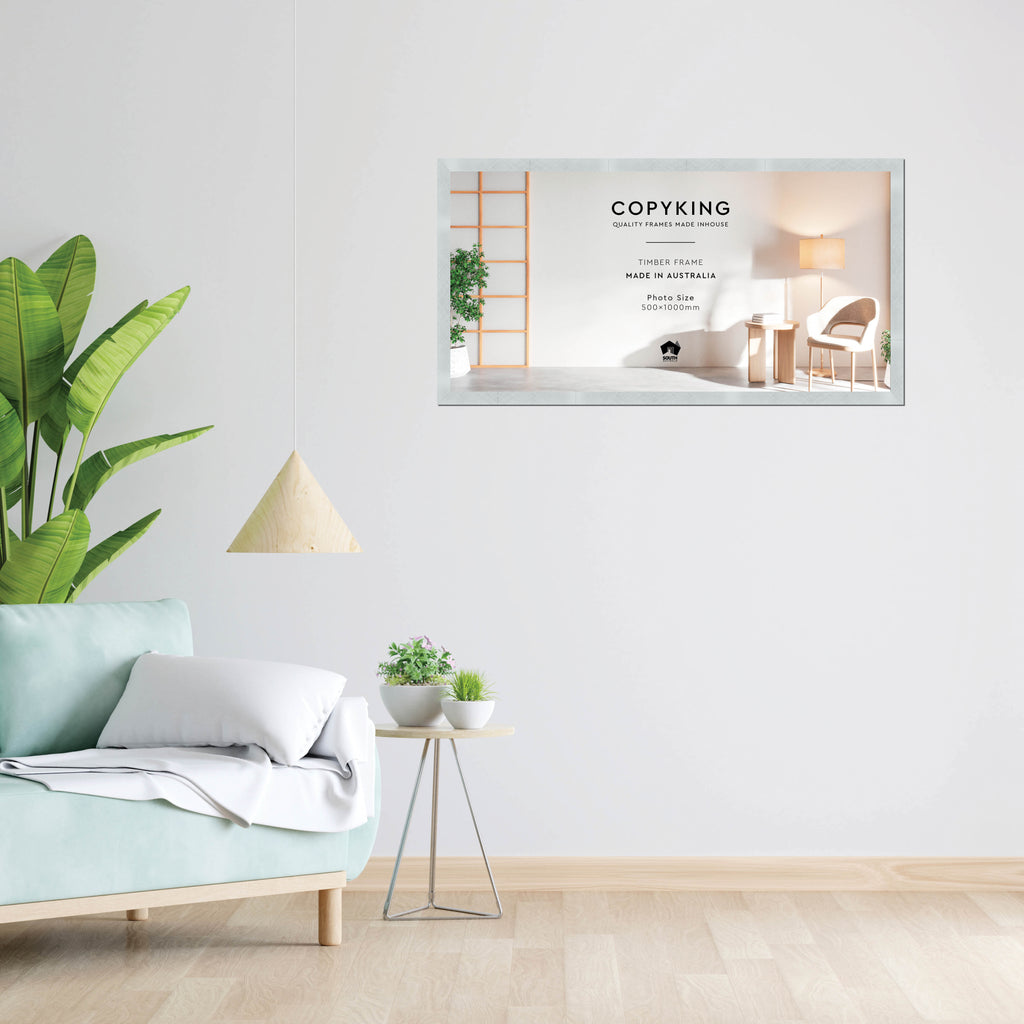 Silver Crosshatch 30mm Wood Panoramic Photo Frame - 50cm x 100cm