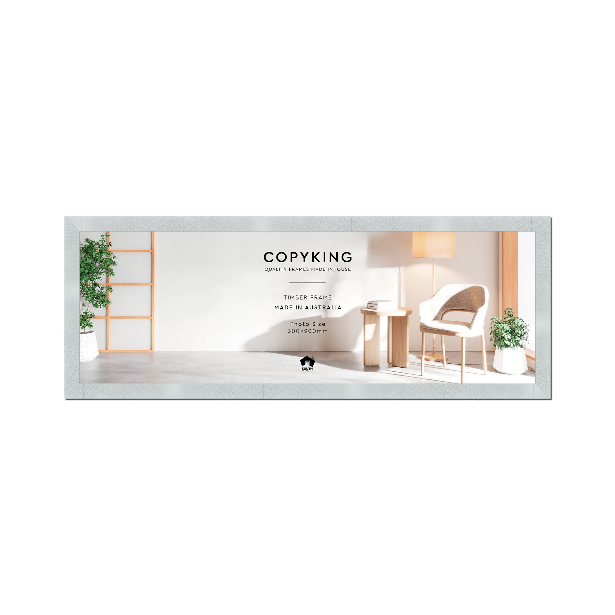 Silver Crosshatch 30mm Wood Panoramic Photo Frame - 30cm x 90cm