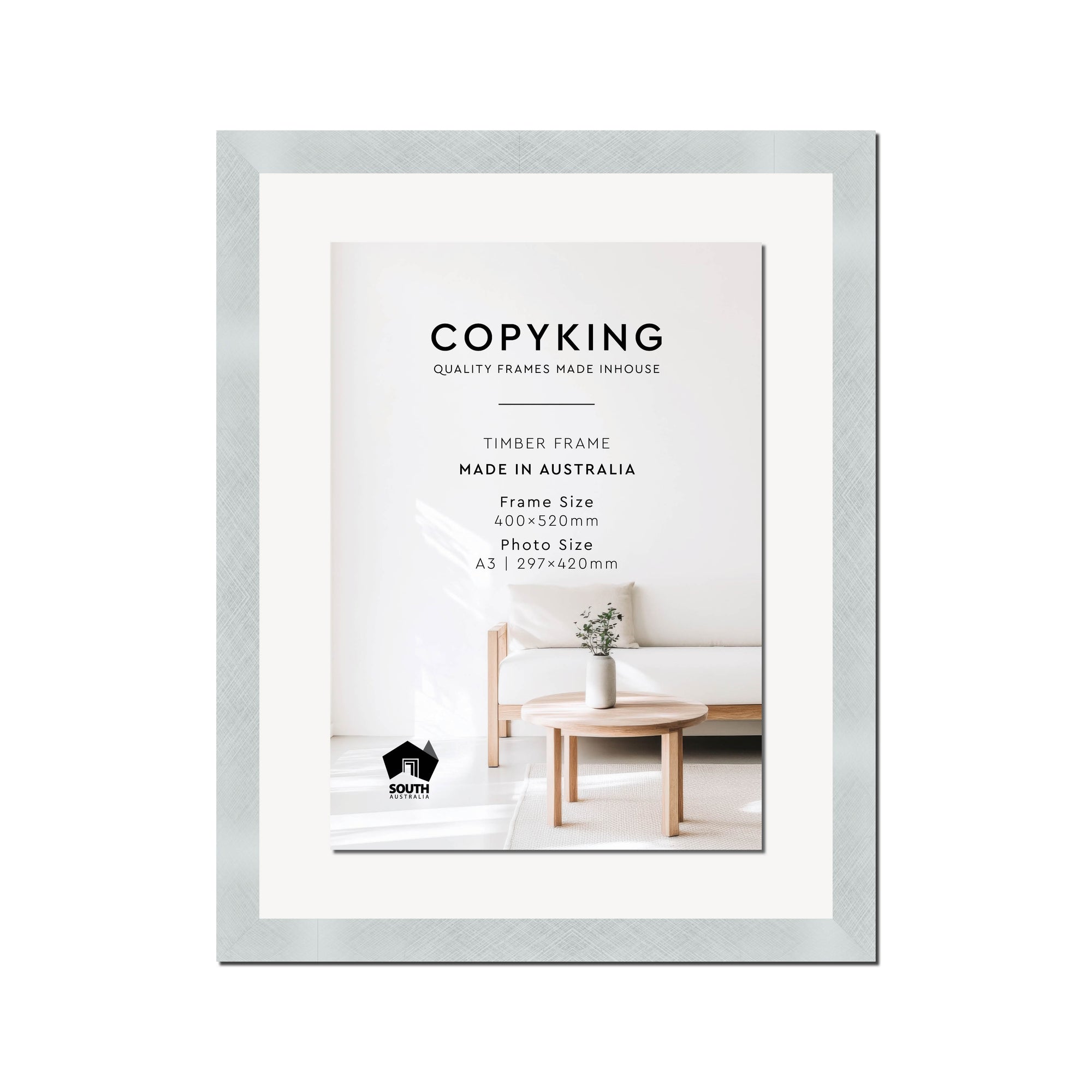 Silver Crosshatch 30mm Wood Certificate Frame - 400mm x 520mm - 1 Certificates (A3)