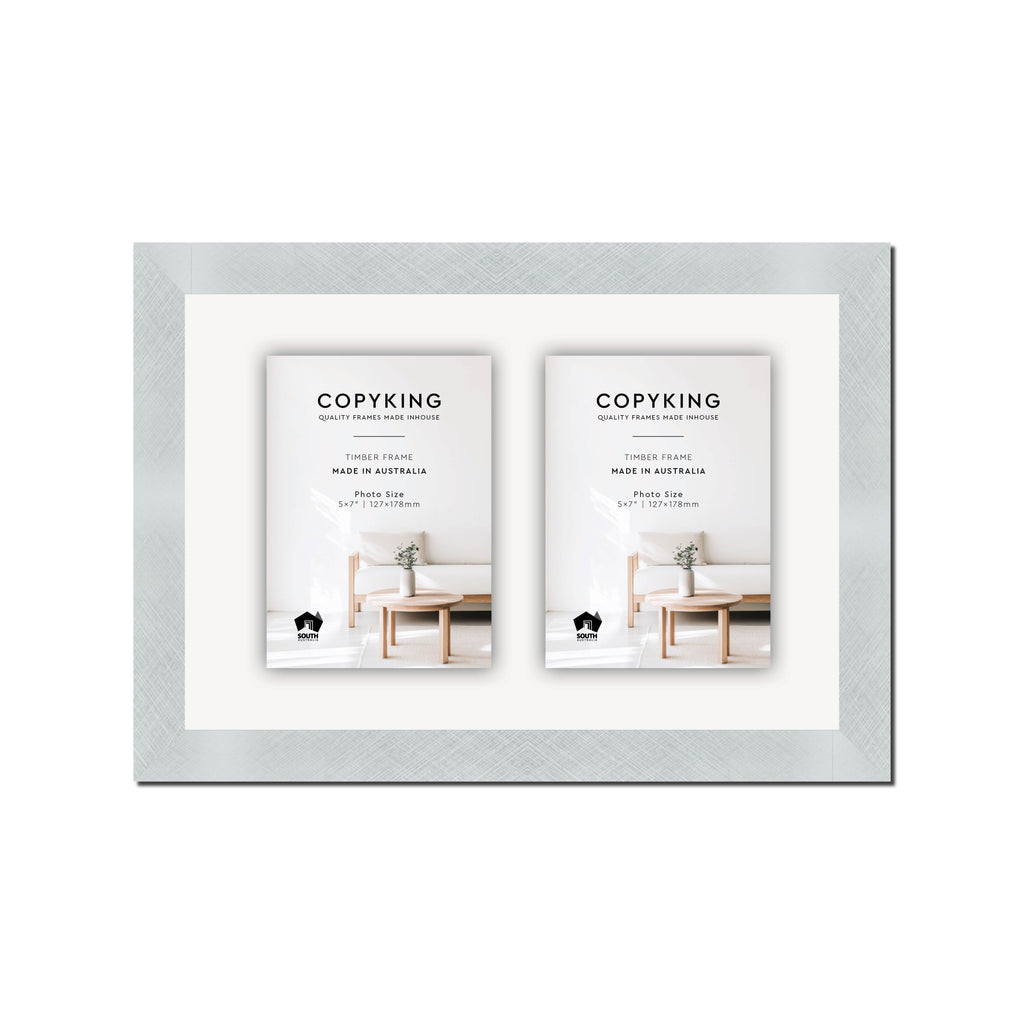 Silver Crosshatch 30mm Wood Collage Photo Frame - 10" x 15" - 2 Photos (5" x 7")