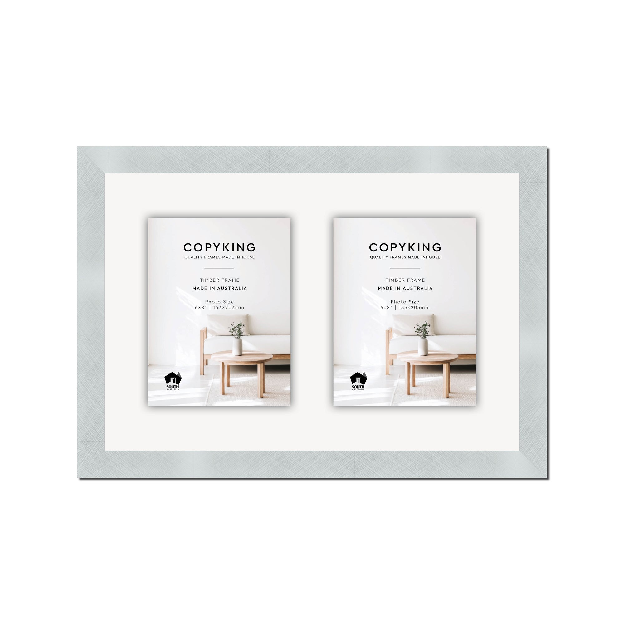 Silver Crosshatch 30mm Wood Collage Photo Frame - 12" x 18" - 2 Photos (6" x 8")