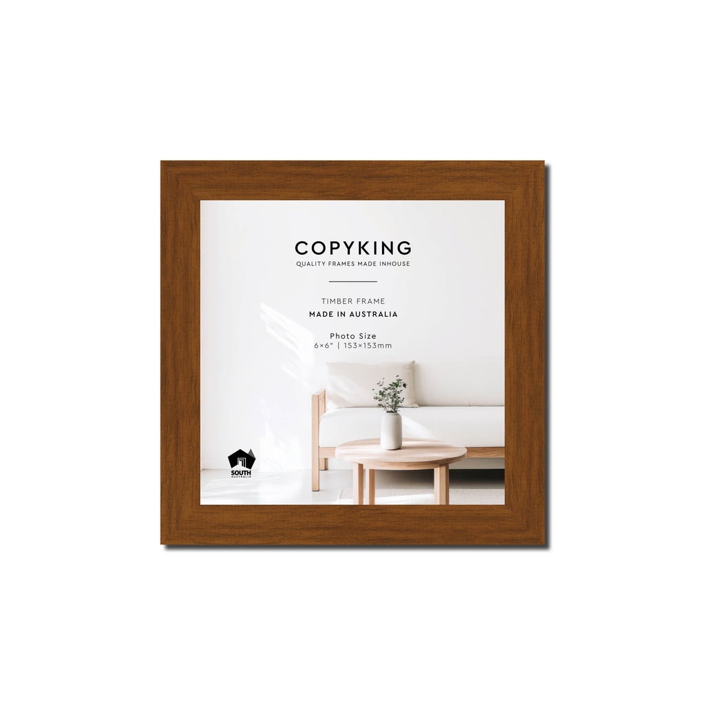 Teak 20mm Wood Square Photo Frame - 6" x 6" (153mm x 153mm)