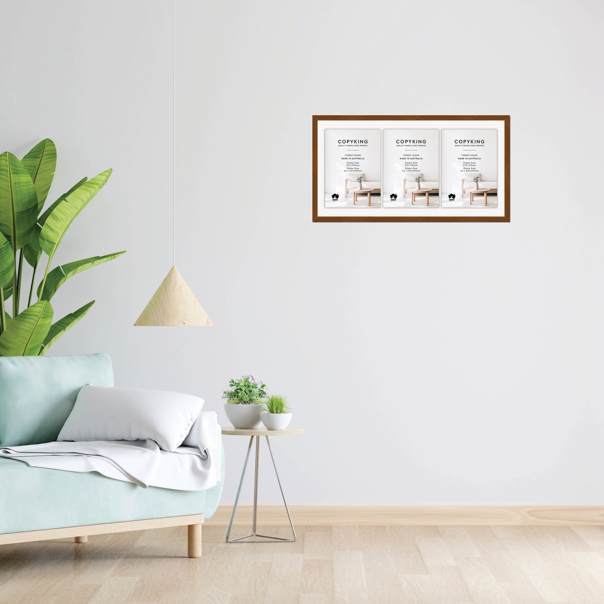 Teak 20mm Wood Certificate Frame - 370mm x 720mm - 3 Certificates (A4)