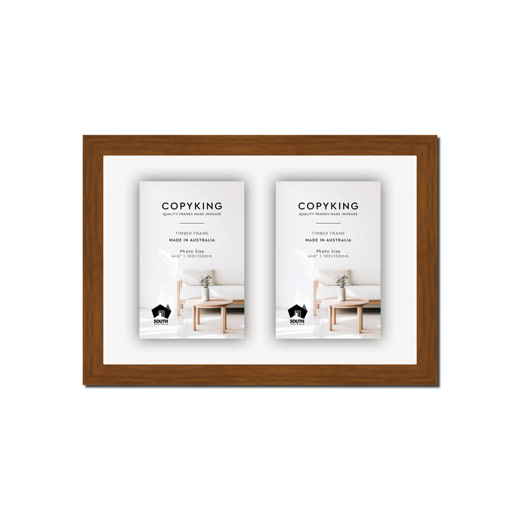 Teak 20mm Wood Collage Photo Frame - 8" x 12" - 2 Photos (4" x 6")