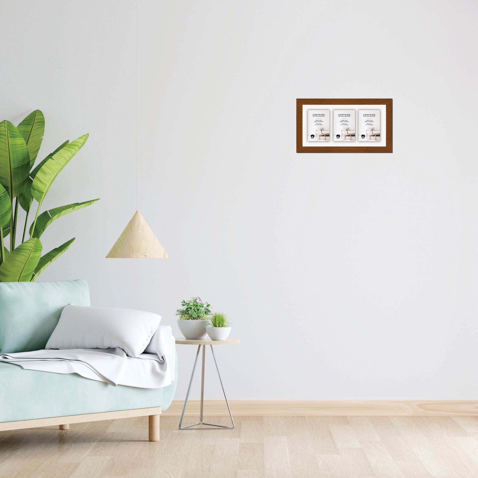Teak 30mm Wood Collage Photo Frame - 8" x 16" - 3 Photos (4" x 6")