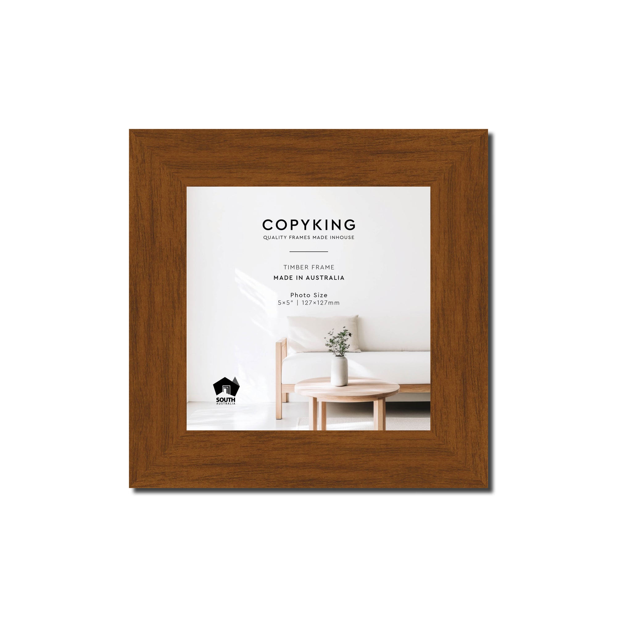 Teak 30mm Wood Square Photo Frame - 5" x 5" (127mm x 127mm)