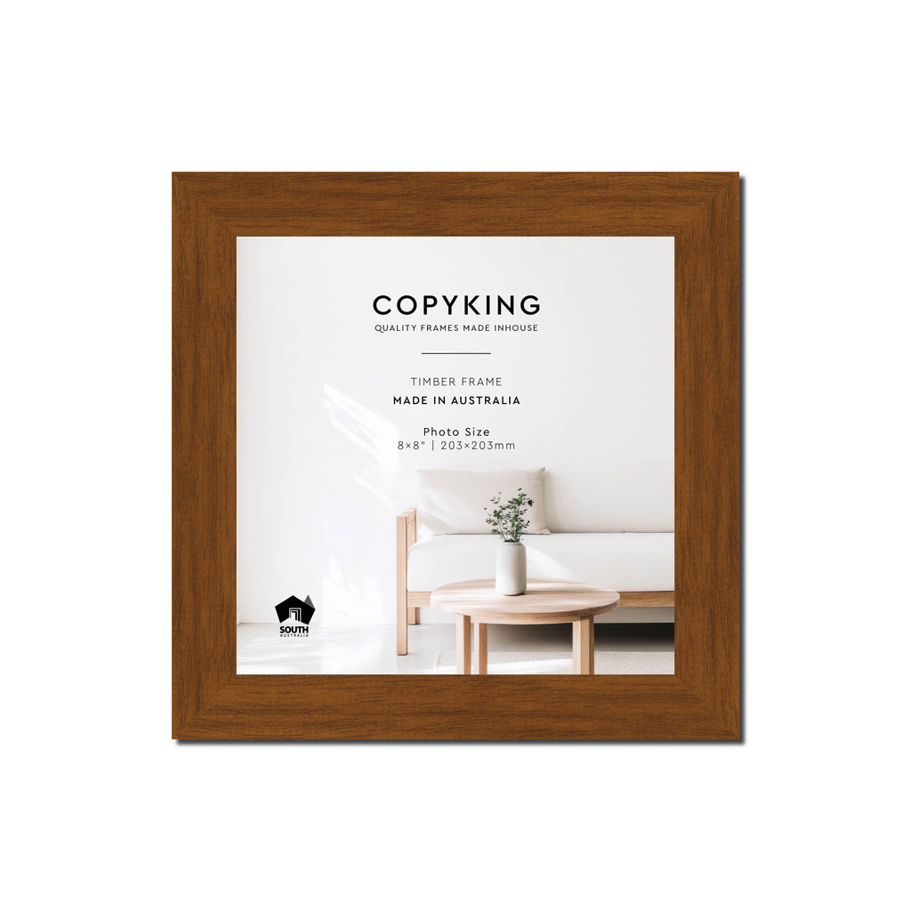 Teak 30mm Wood Square Photo Frame - 8" x 8" (203mm x 203mm)