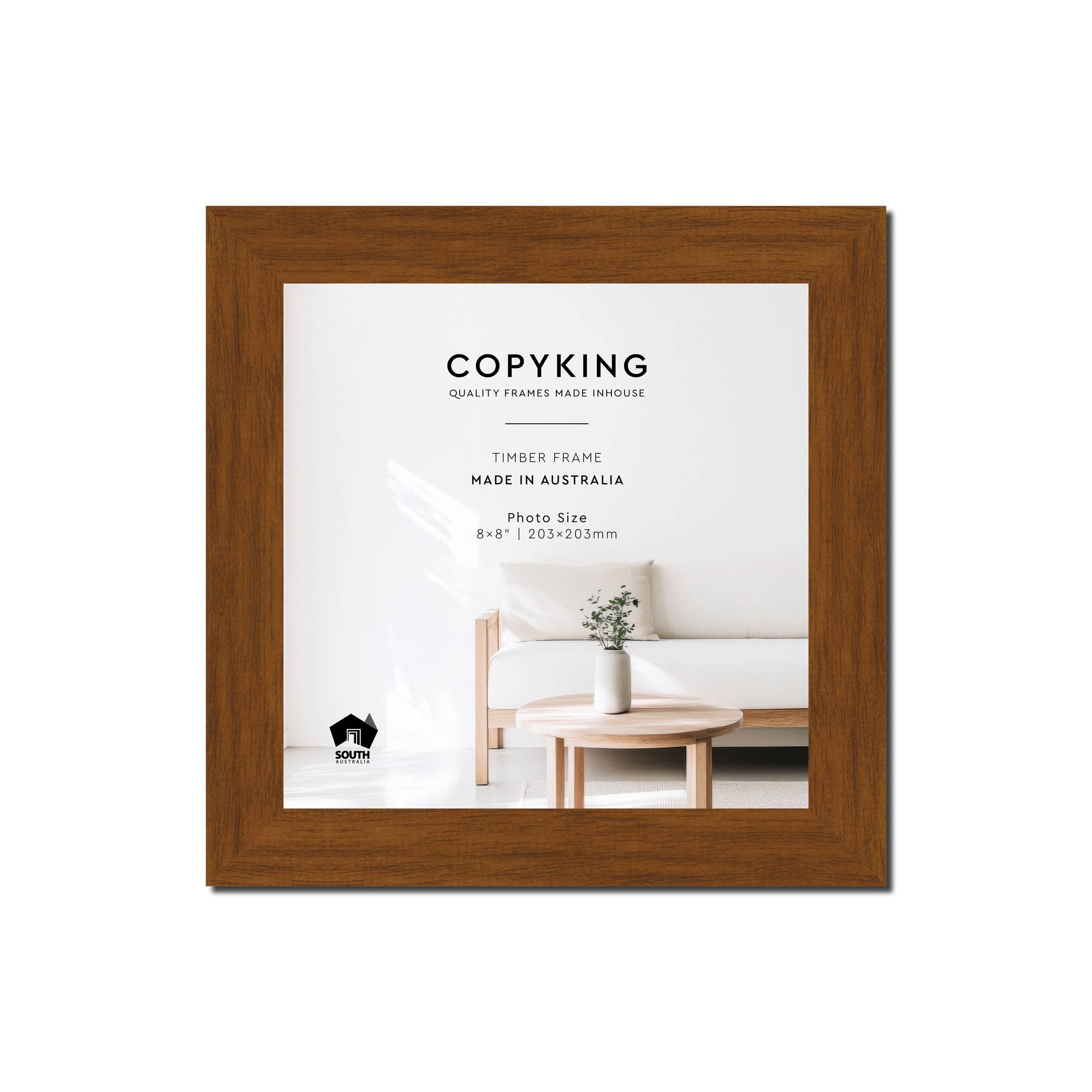 Teak 30mm Wood Square Photo Frame - 8" x 8" (203mm x 203mm)
