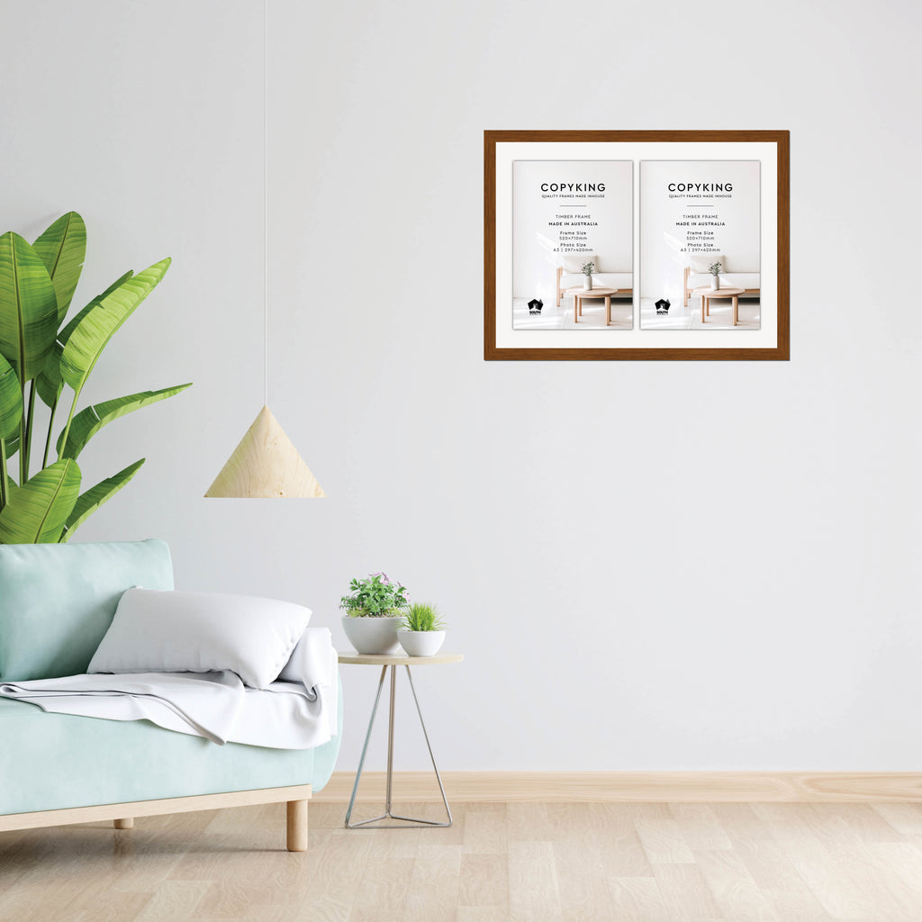 Teak 30mm Wood Certificate Frame - 520mm x 710mm - 2 Certificates (A3)