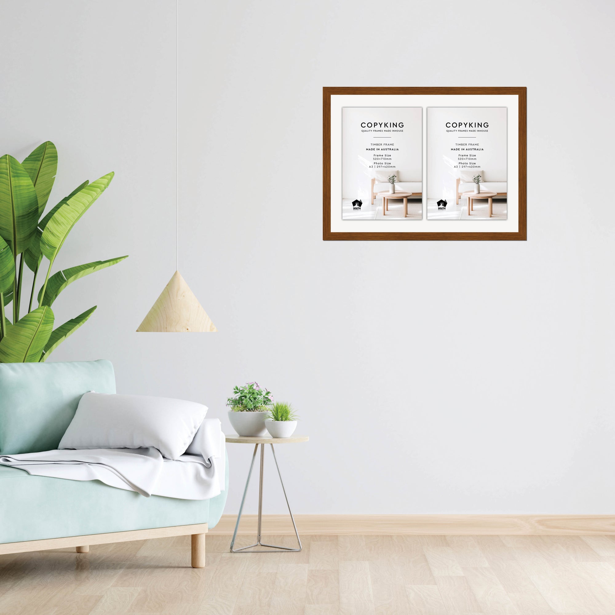 Teak 30mm Wood Certificate Frame - 520mm x 710mm - 2 Certificates (A3)