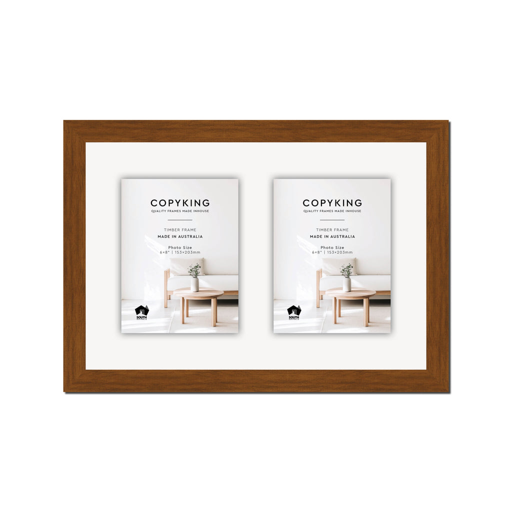 Teak 30mm Wood Collage Photo Frame - 12" x 18" - 2 Photos (6" x 8")