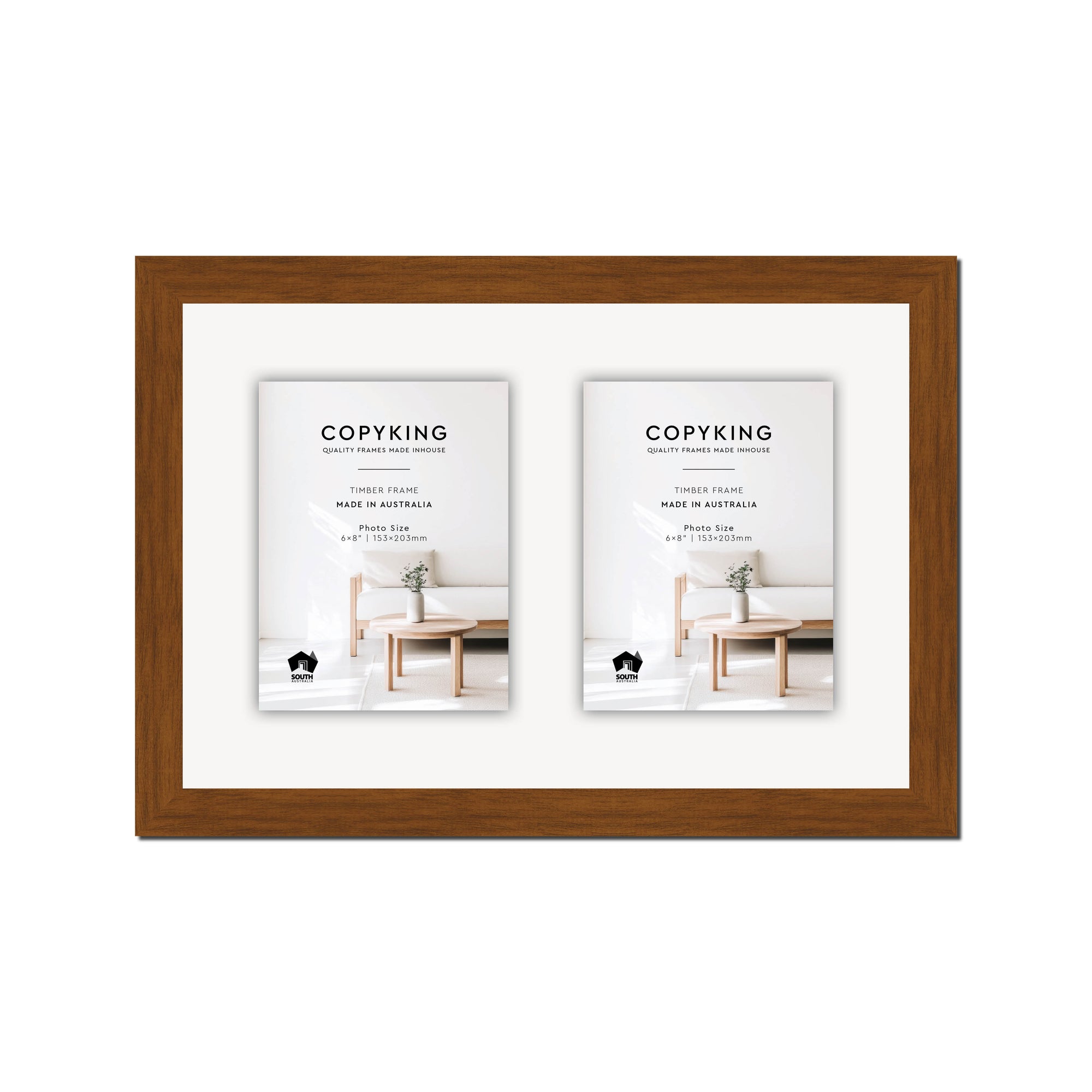 Teak 30mm Wood Collage Photo Frame - 12" x 18" - 2 Photos (6" x 8")