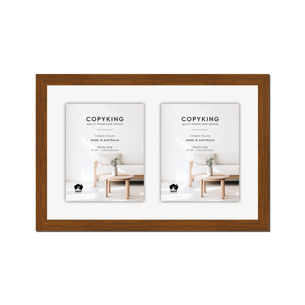 Teak 30mm Wood Collage Photo Frame - 14" x 22" - 2 Photos (8" x 10")