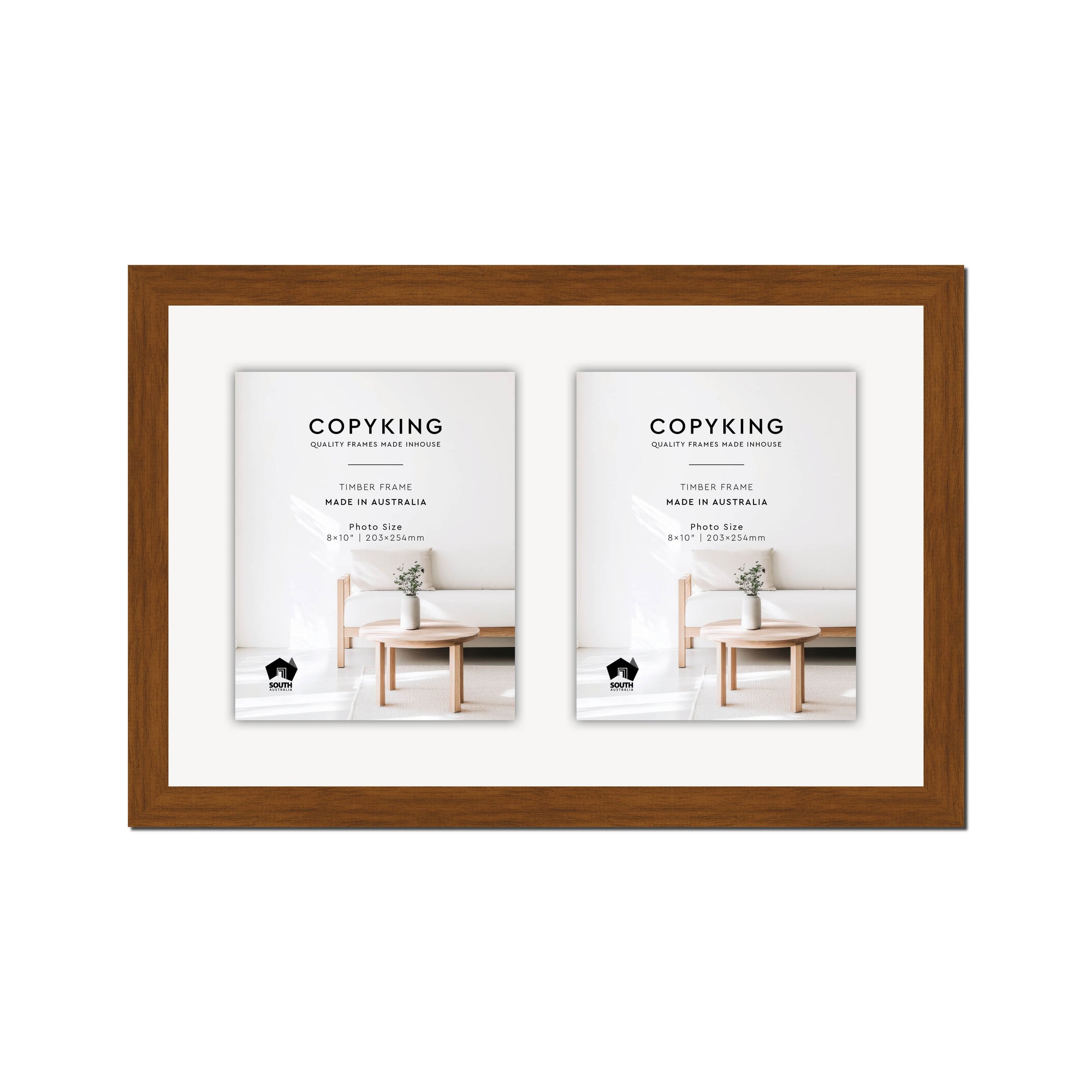 Teak 30mm Wood Collage Photo Frame - 14" x 22" - 2 Photos (8" x 10")