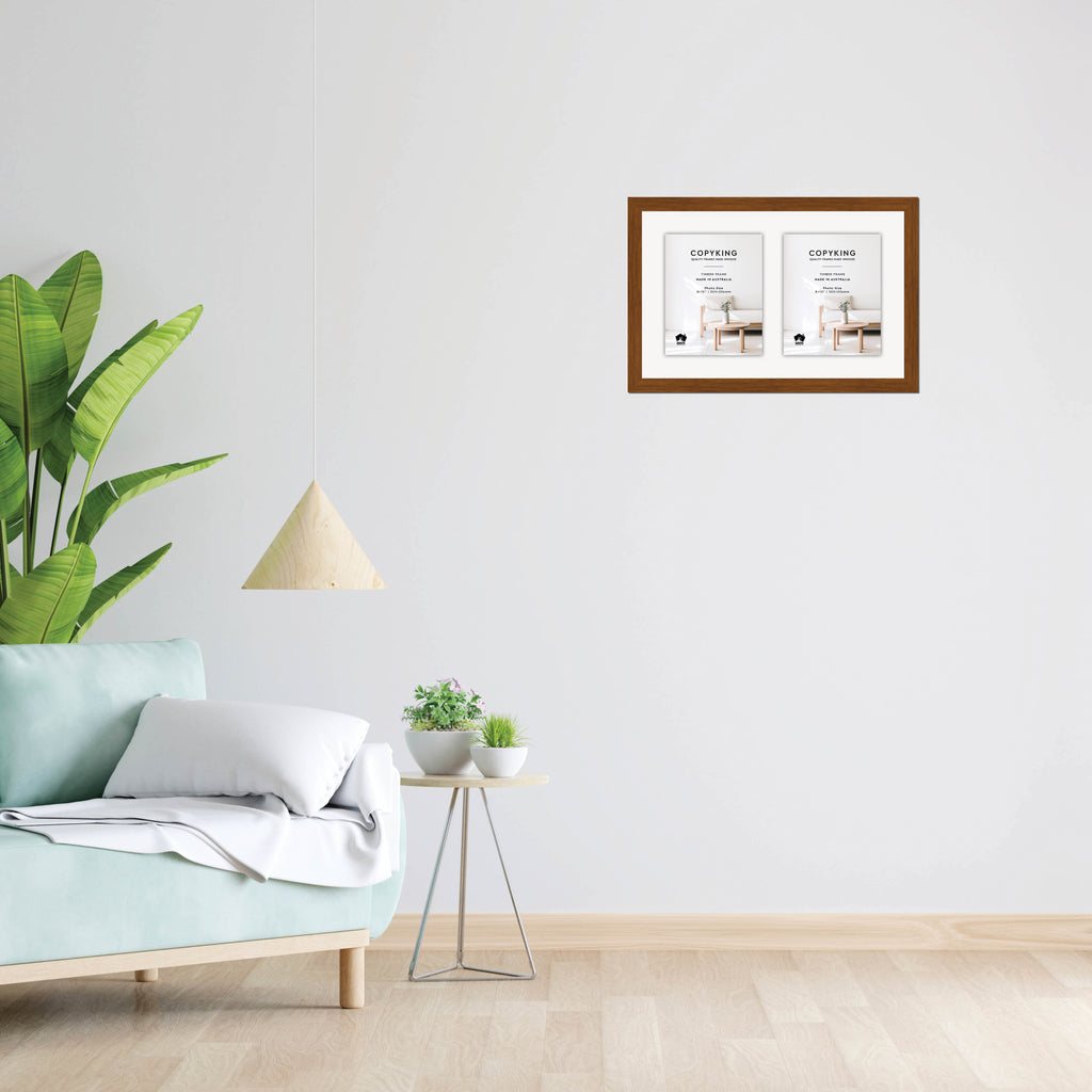 Teak 30mm Wood Collage Photo Frame - 14" x 22" - 2 Photos (8" x 10")