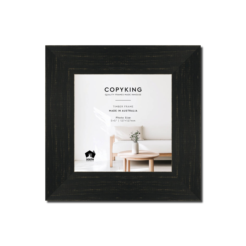 Vintage Charcoal 38mm Wood Square Photo Frame - 5" x 5" (127mm x 127mm)