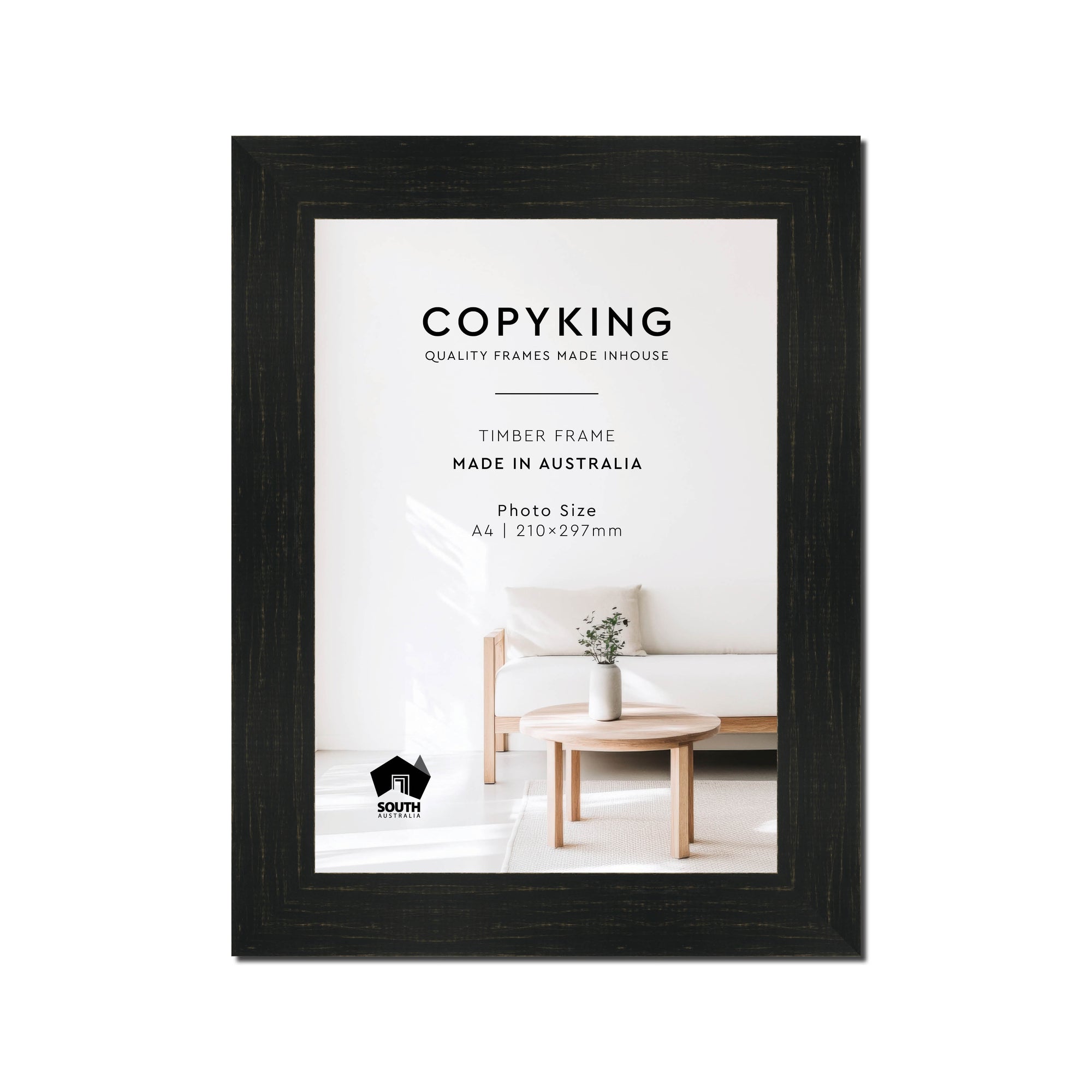 Vintage Charcoal 38mm Wood Poster Frame - A4 (210mm x 297mm)