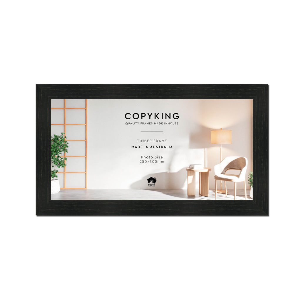 Vintage Charcoal 38mm Wood Panoramic Photo Frame - 25cm x 50cm