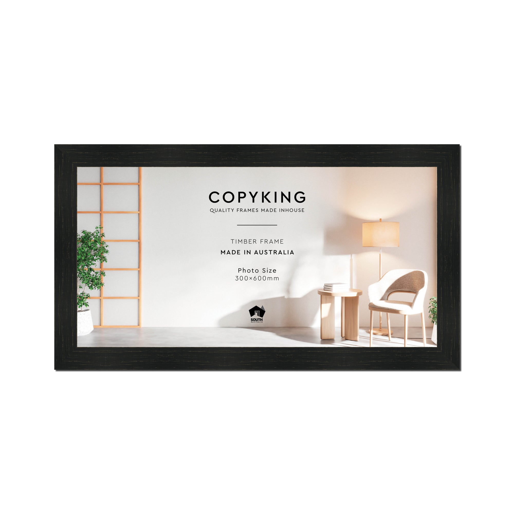 Vintage Charcoal 38mm Wood Panoramic Photo Frame - 30cm x 60cm