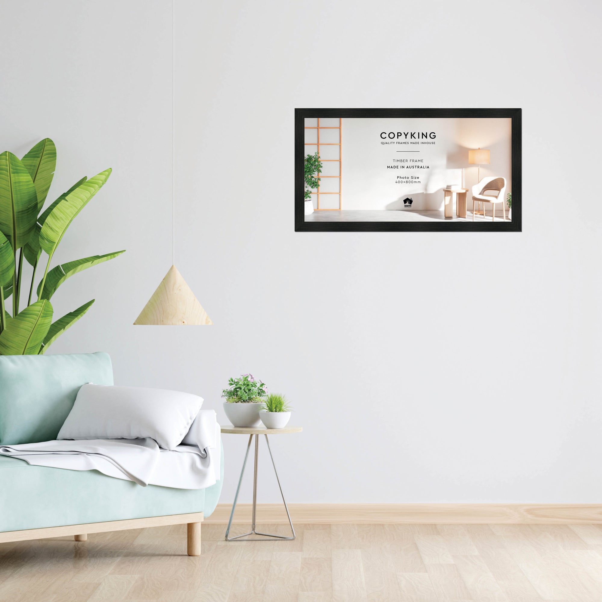 Vintage Charcoal 38mm Wood Panoramic Photo Frame - 40cm x 80cm
