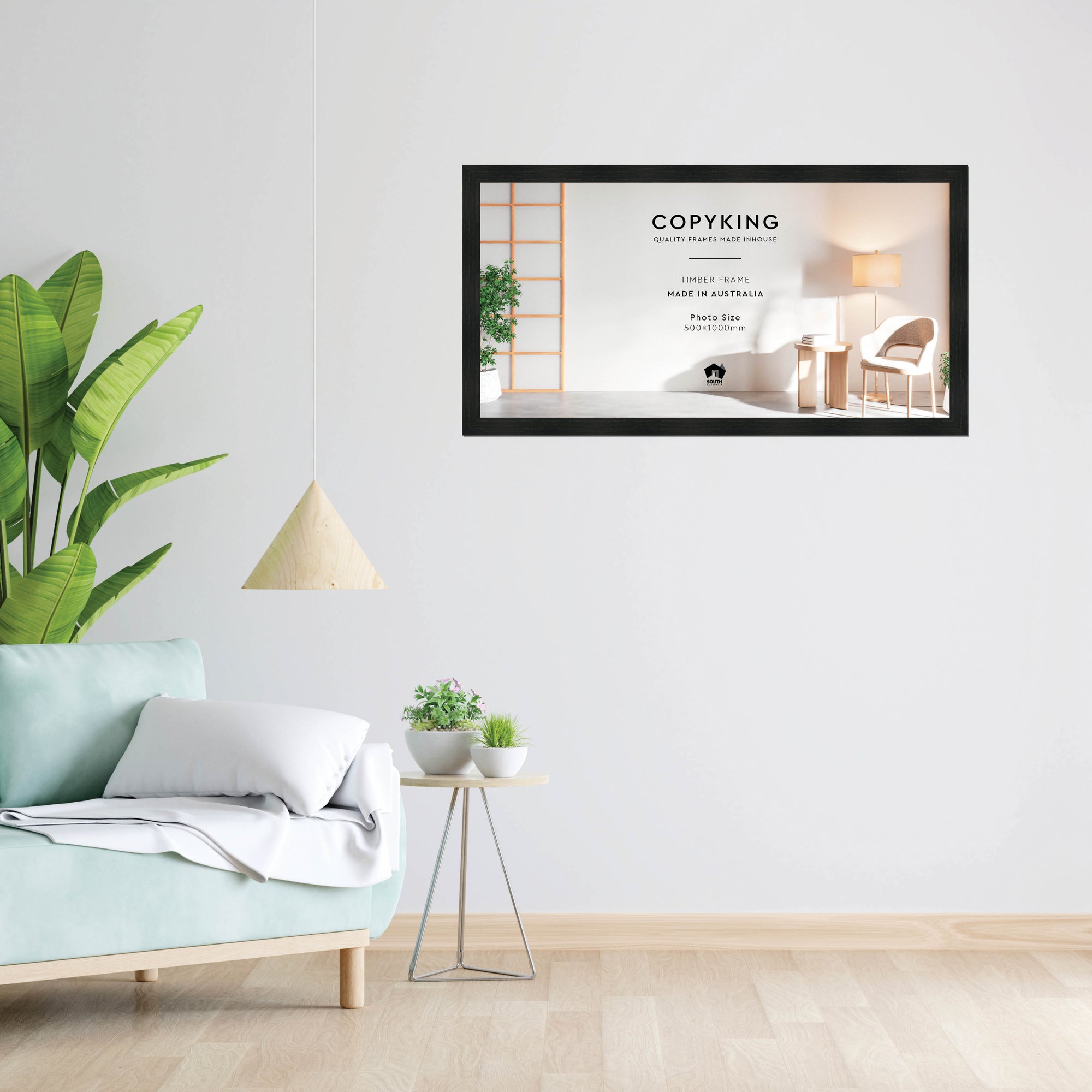 Vintage Charcoal 38mm Wood Panoramic Photo Frame - 50cm x 100cm
