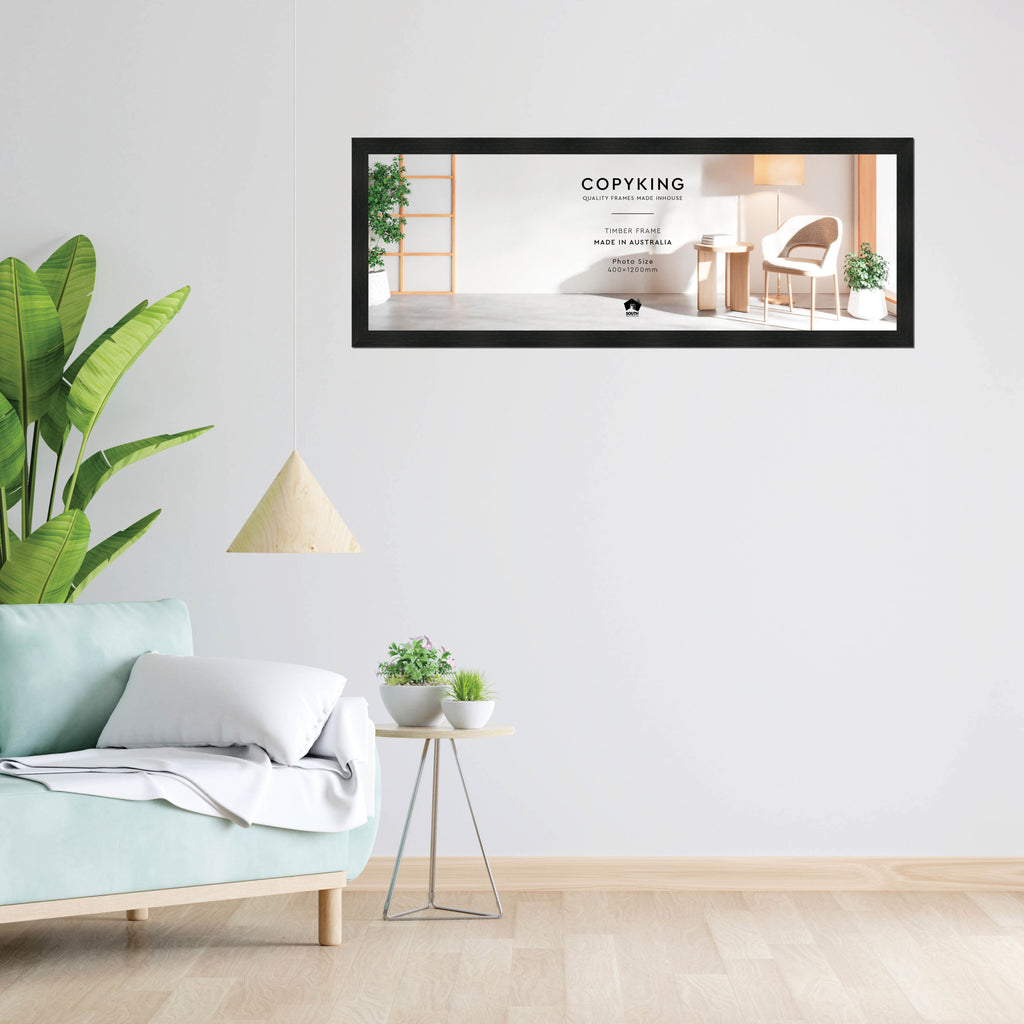 Vintage Charcoal 38mm Wood Panoramic Photo Frame - 40cm x 120cm