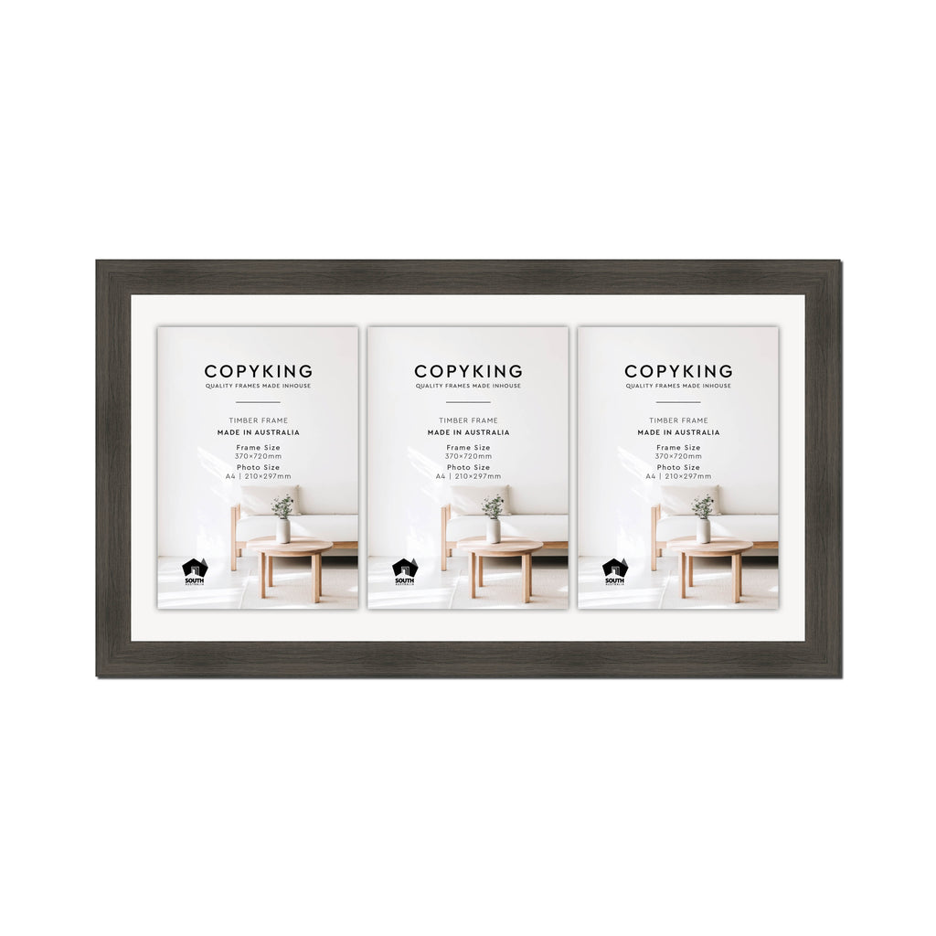 Vintage Cocoa 38mm Wood Certificate Frame - 370mm x 720mm - 3 Certificates (A4)