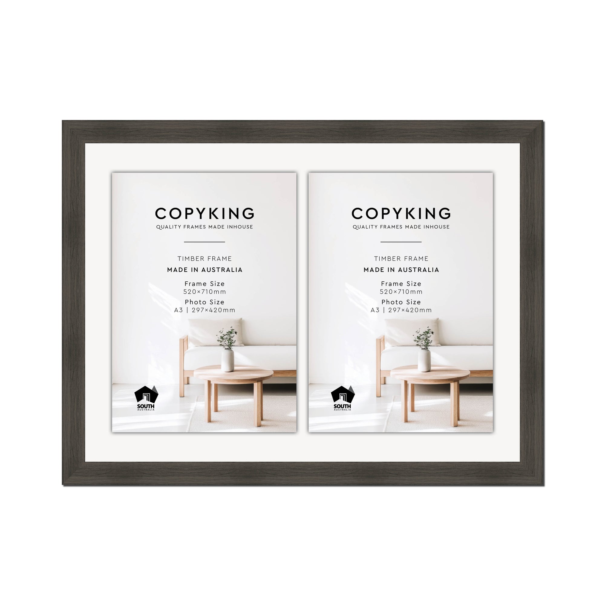 Vintage Cocoa 38mm Wood Certificate Frame - 520mm x 710mm - 2 Certificates (A3)