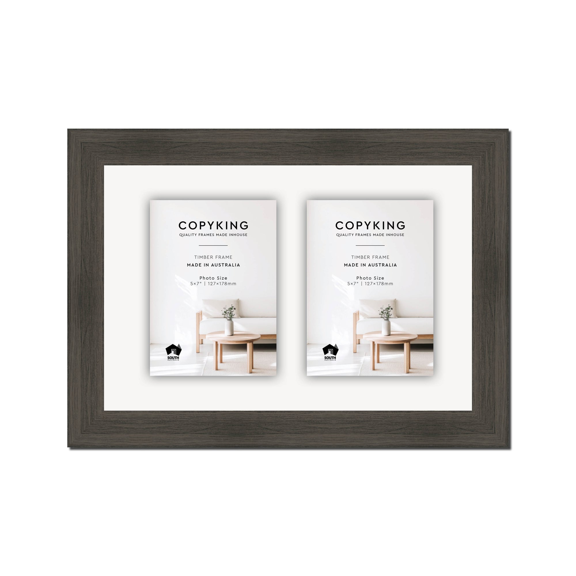 Vintage Cocoa 38mm Wood Collage Photo Frame - 10" x 15" - 2 Photos (5" x 7")