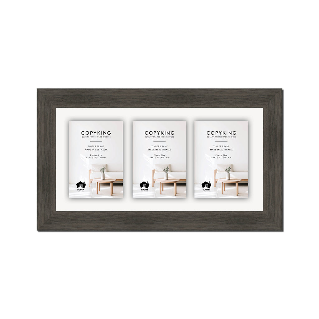 Vintage Cocoa 38mm Wood Collage Photo Frame - 8" x 16" - 3 Photos (4" x 6")