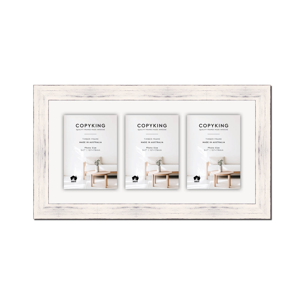 Vintage Coconut 38mm Wood Collage Photo Frame - 10" x 20" - 3 Photos (5" x 7")