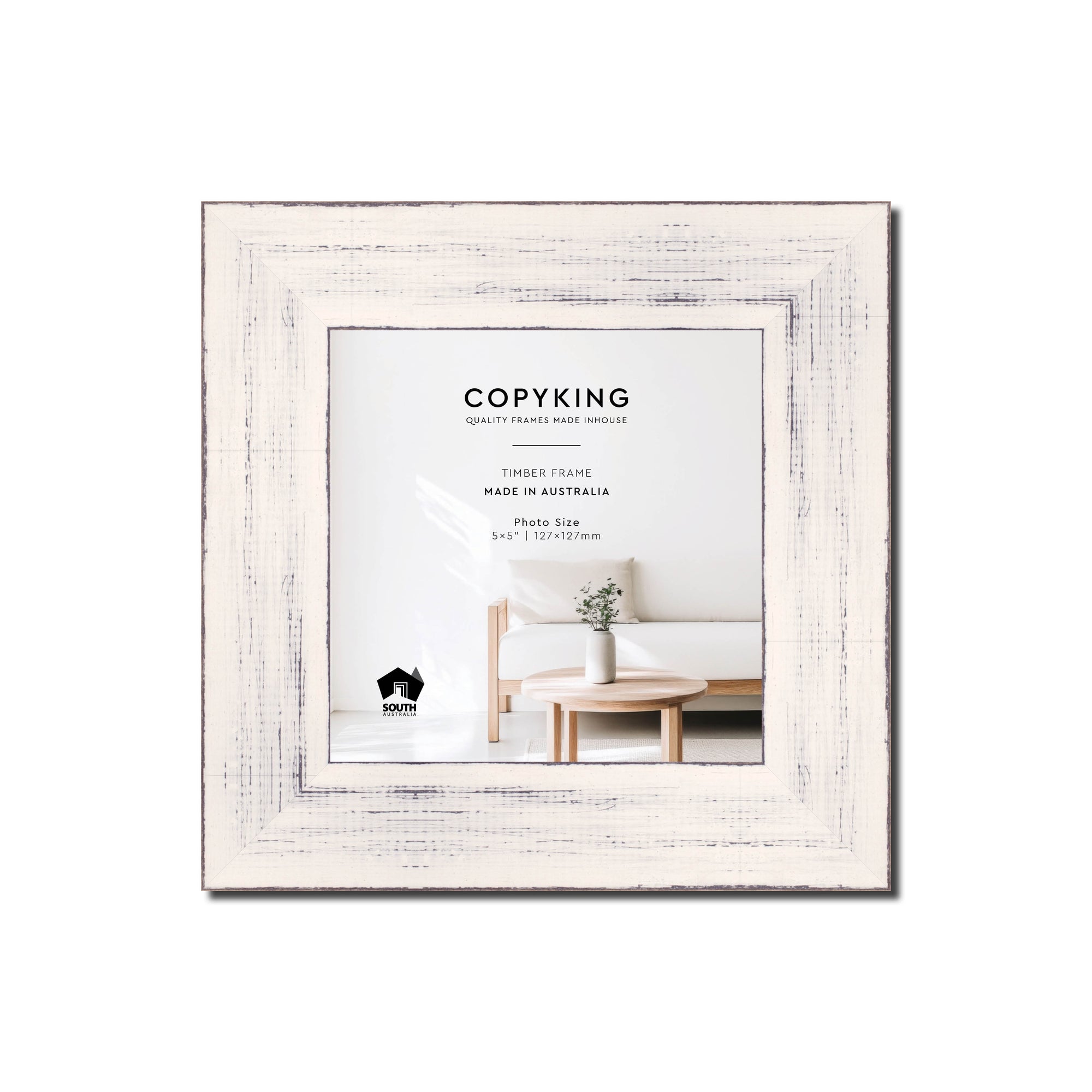 Vintage Coconut 38mm Wood Square Photo Frame - 5" x 5" (127mm x 127mm)