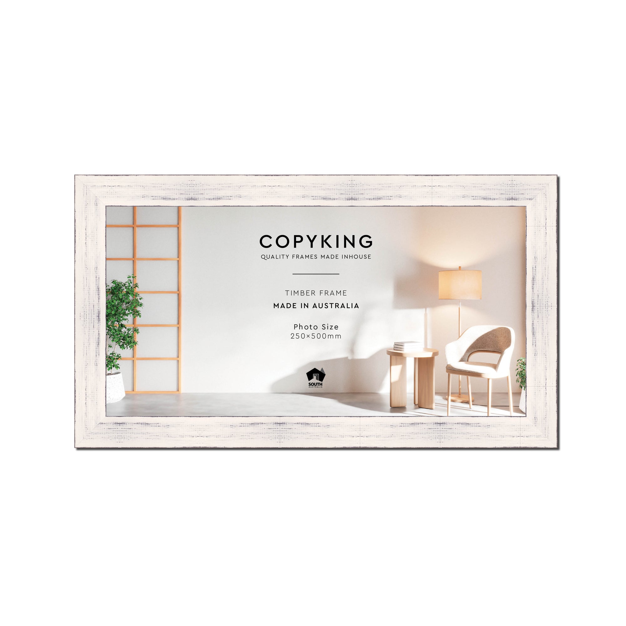 Vintage Coconut 38mm Wood Panoramic Photo Frame - 25cm x 50cm