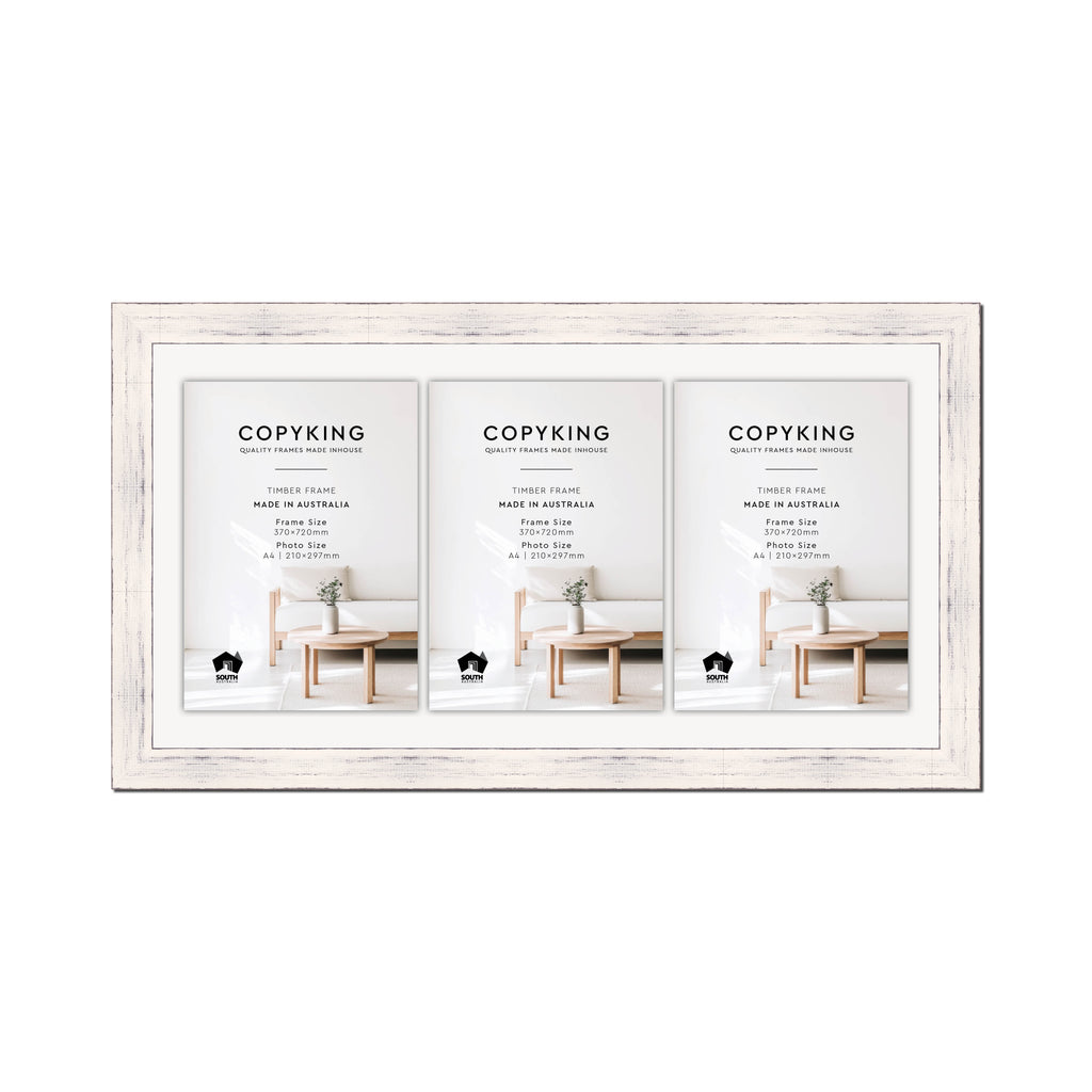 Vintage Coconut 38mm Wood Certificate Frame - 370mm x 720mm - 3 Certificates (A4)