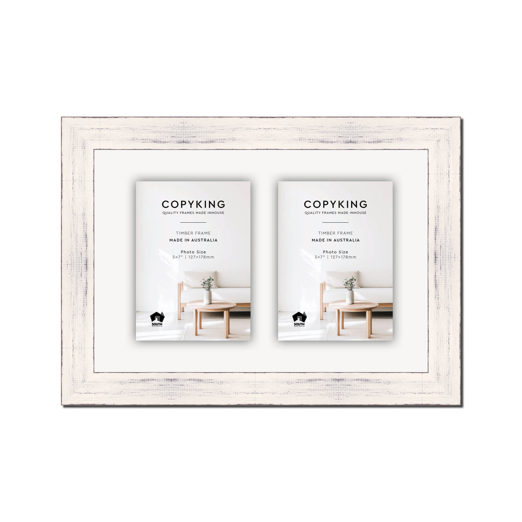 Vintage Coconut 38mm Wood Collage Photo Frame - 10" x 15" - 2 Photos (5" x 7")
