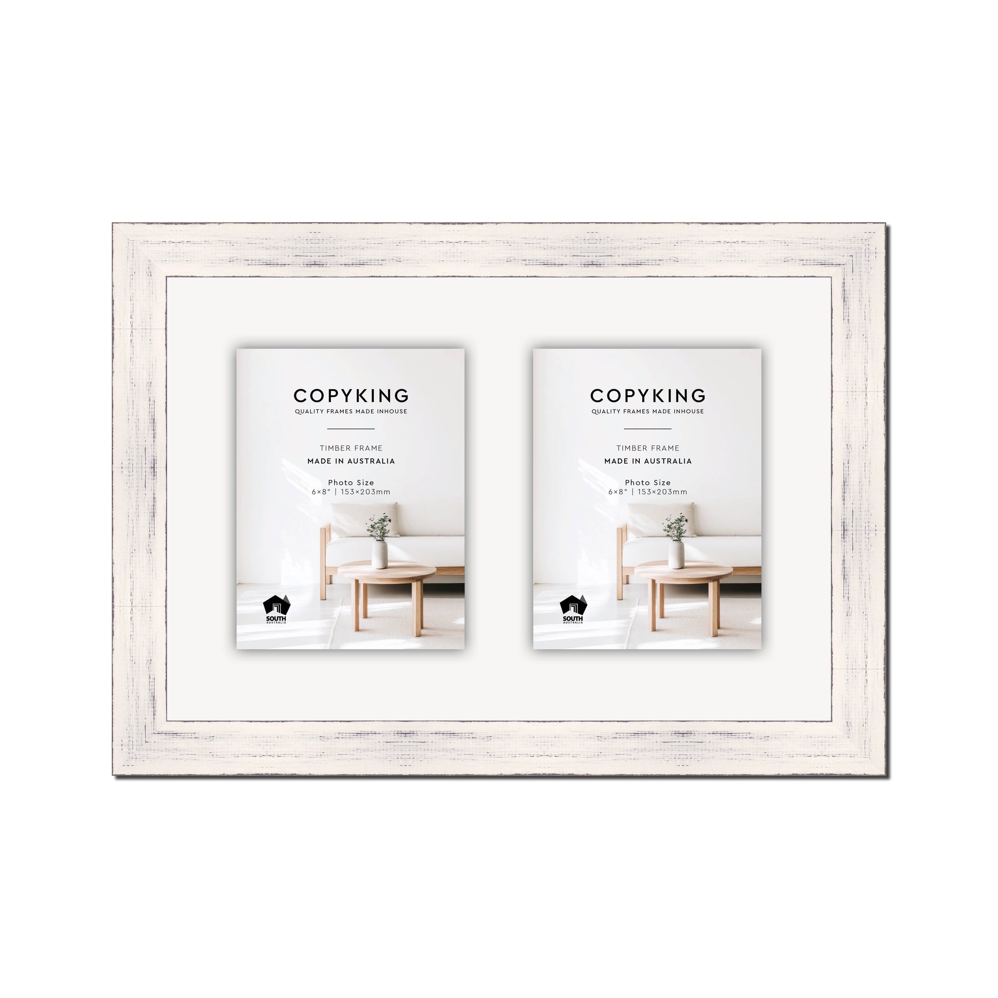 Vintage Coconut 38mm Wood Collage Photo Frame - 12" x 18" - 2 Photos (6" x 8")