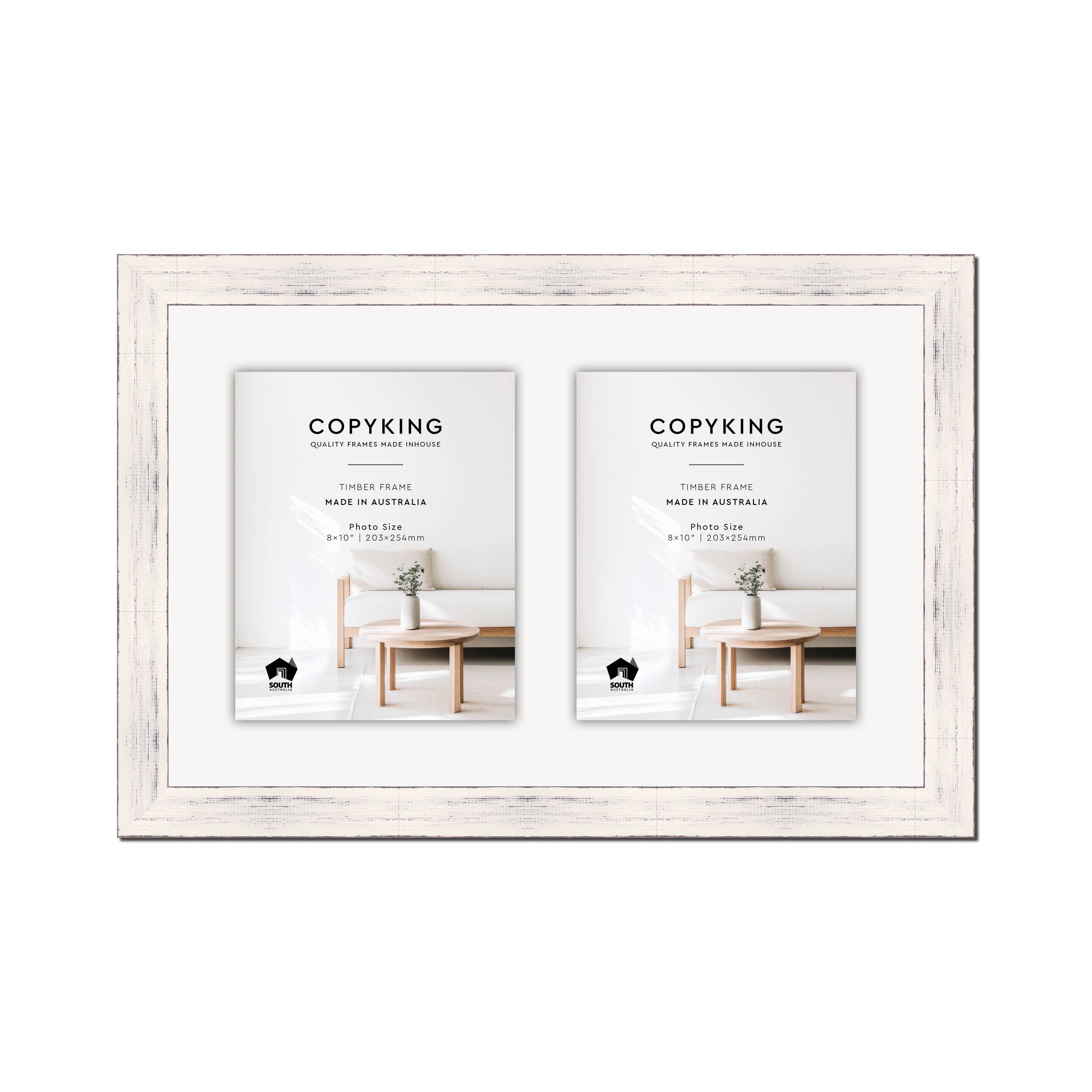 Vintage Coconut 38mm Wood Collage Photo Frame - 14" x 22" - 2 Photos (8" x 10")