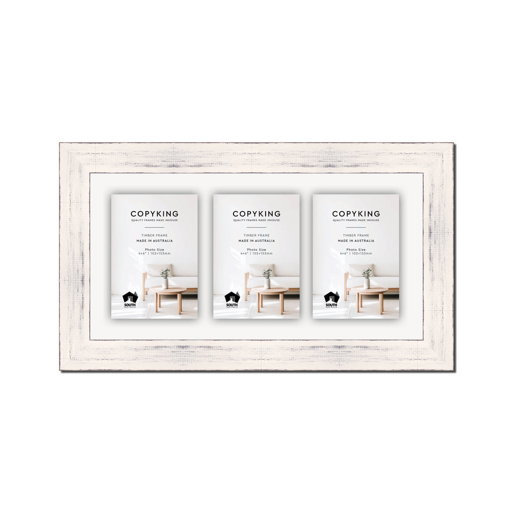 Vintage Coconut 38mm Wood Collage Photo Frame - 8" x 16" - 3 Photos (4" x 6")