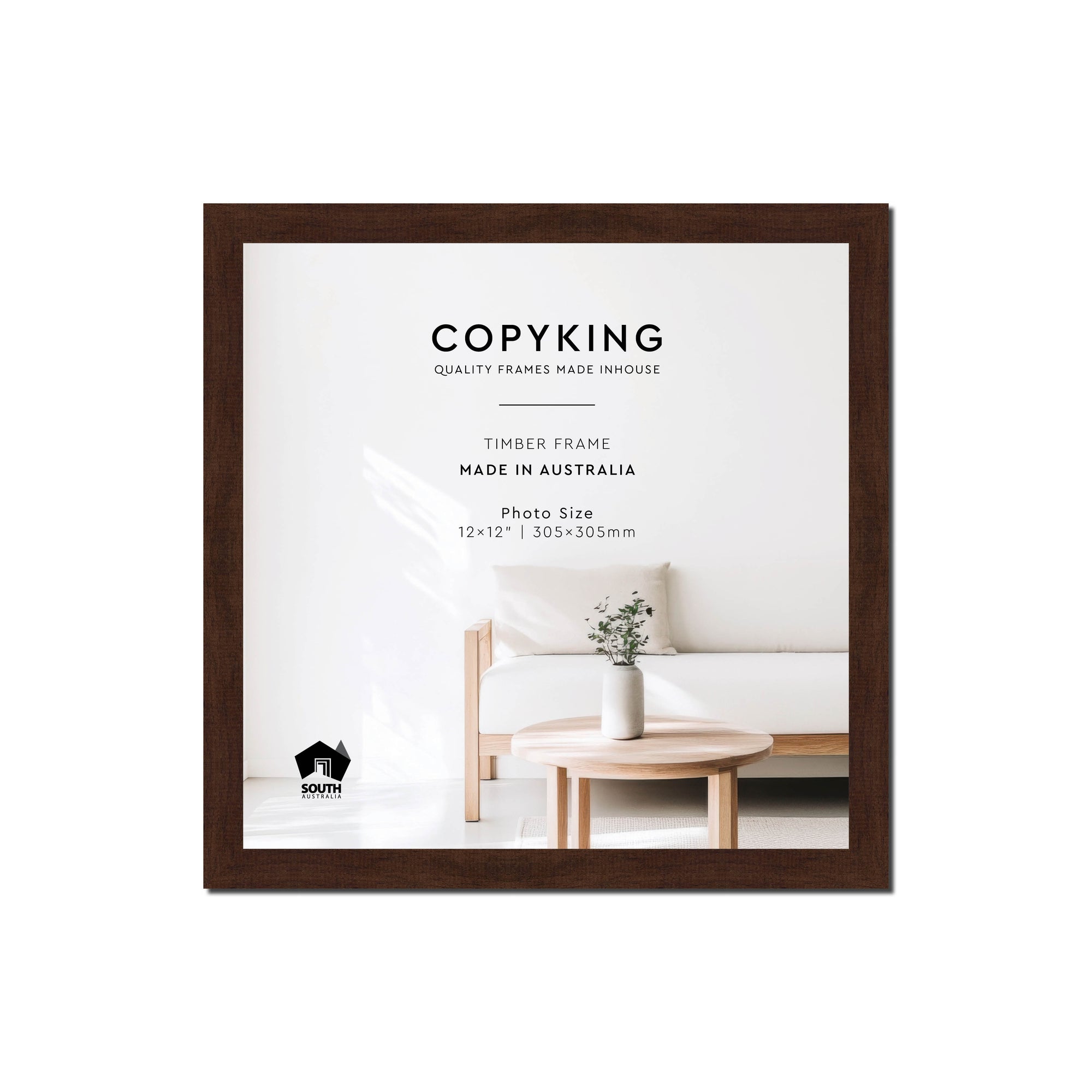 Walnut 20mm Wood Square Photo Frame - 12" x 12" (305mm x 305mm)