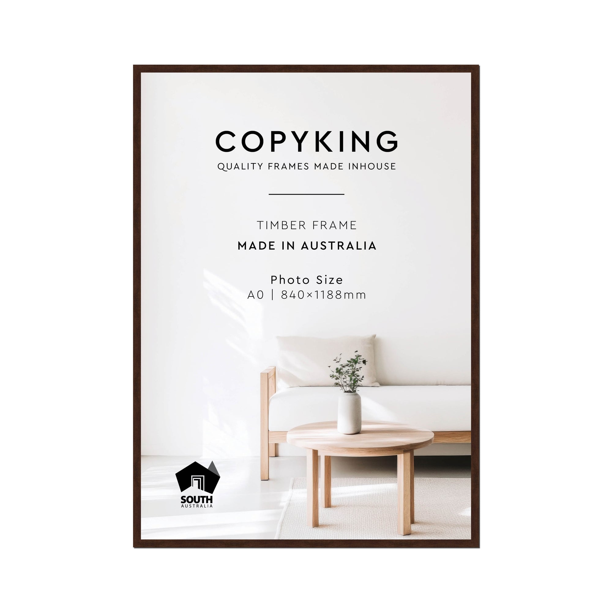 Walnut 20mm Wood Poster Frame - A0 (840mm x 1188mm)