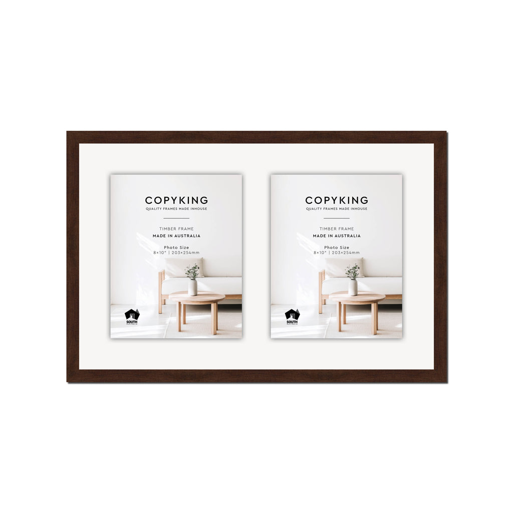 Walnut 20mm Wood Collage Photo Frame - 14" x 22" - 2 Photos (8" x 10")