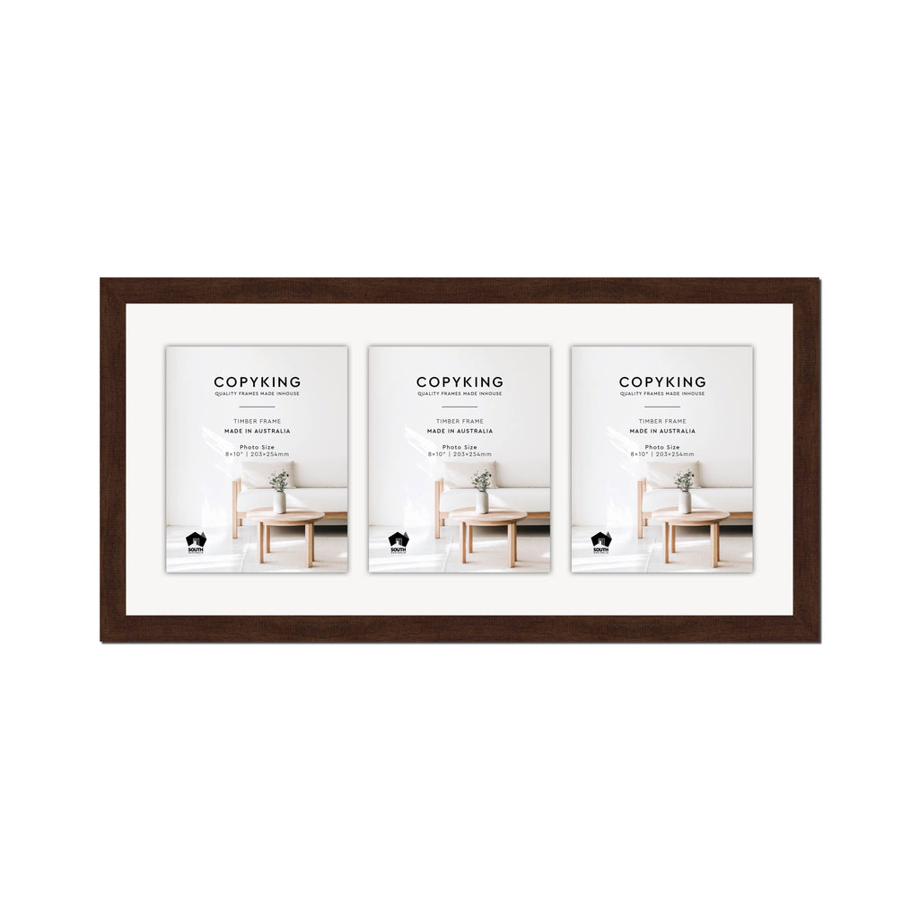 Walnut 30mm Wood Collage Photo Frame - 14" x 30" - 3 Photos (8" x 10")