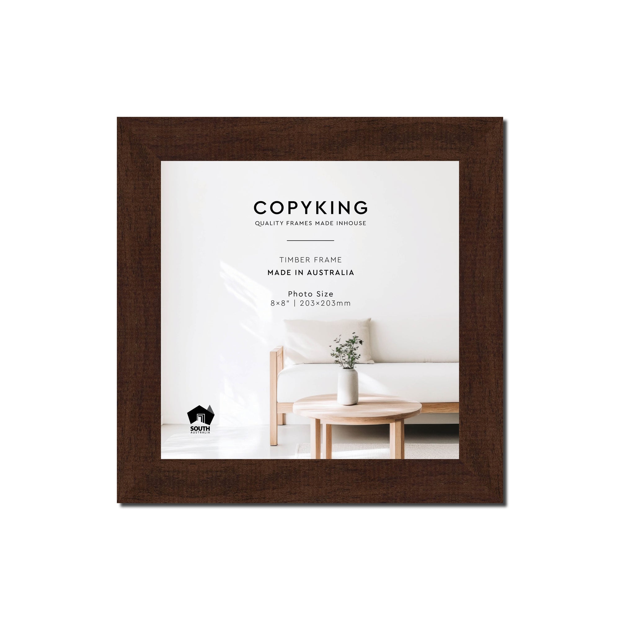 Walnut 30mm Wood Square Photo Frame - 8" x 8" (203mm x 203mm)