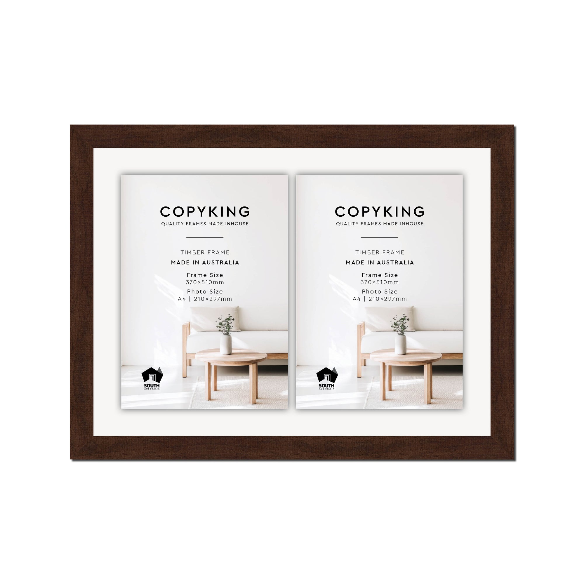 Walnut 30mm Wood Certificate Frame - 370mm x 510mm - 2 Certificates (A4)