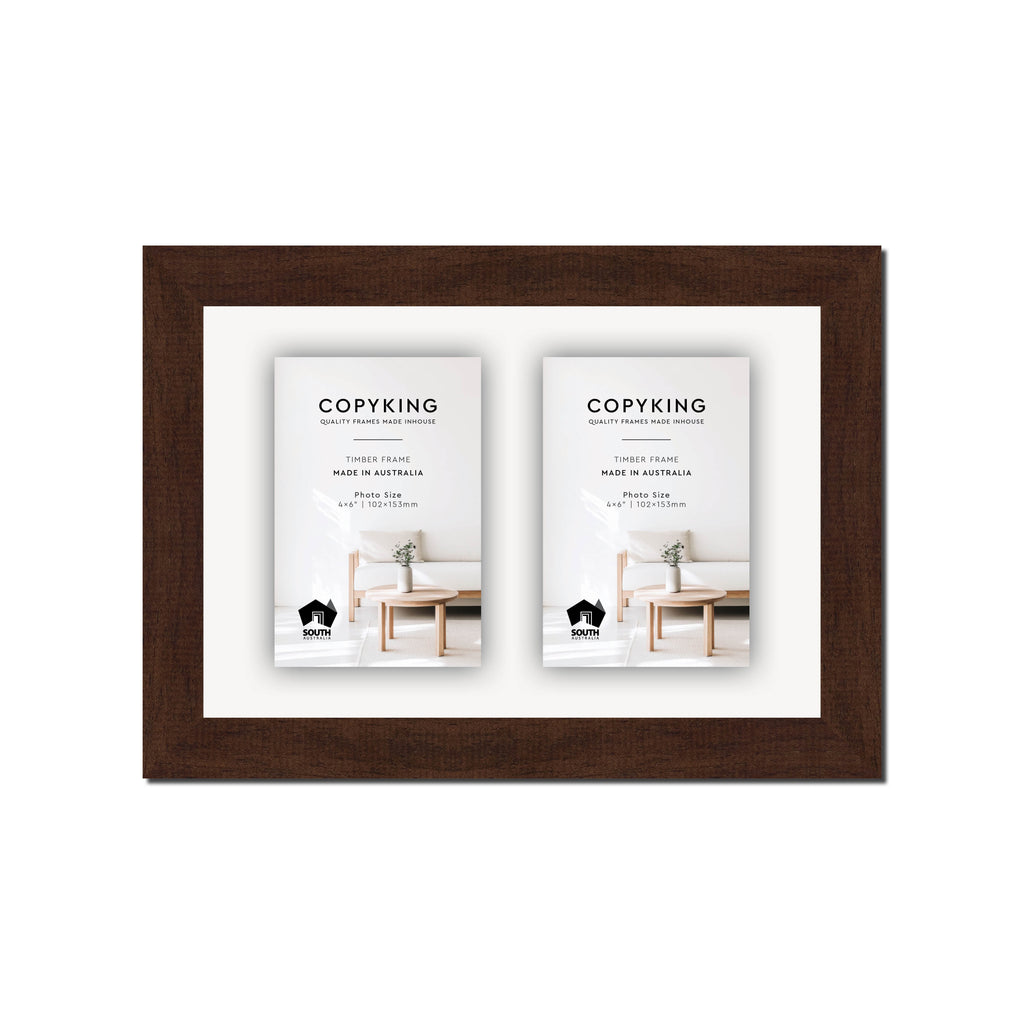 Walnut 30mm Wood Collage Photo Frame - 8" x 12" - 2 Photos (4" x 6")