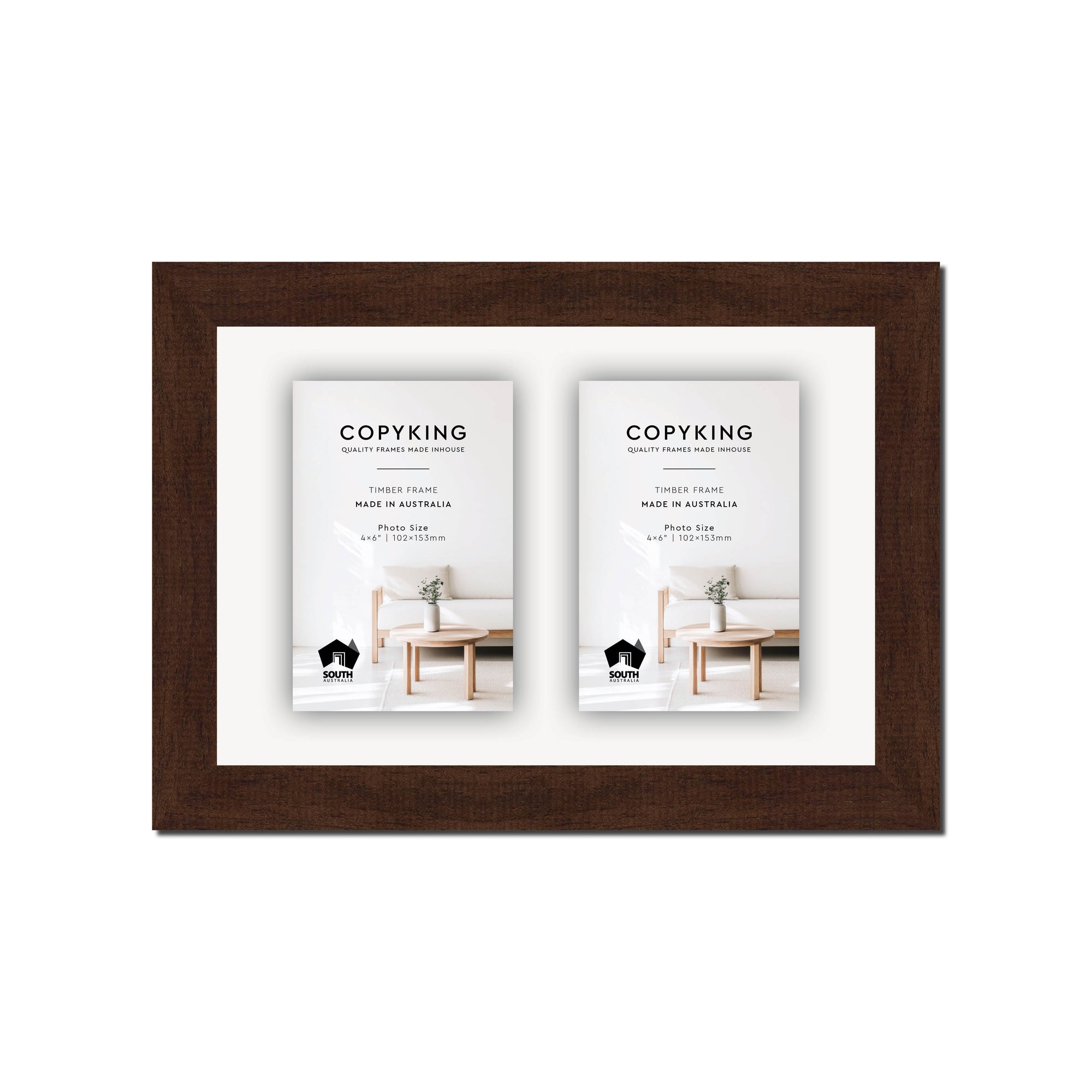 Walnut 30mm Wood Collage Photo Frame - 8" x 12" - 2 Photos (4" x 6")